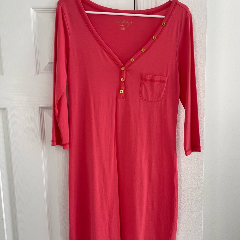 Lilly Pulitzer V-Neck Button Coral Dress Size Small